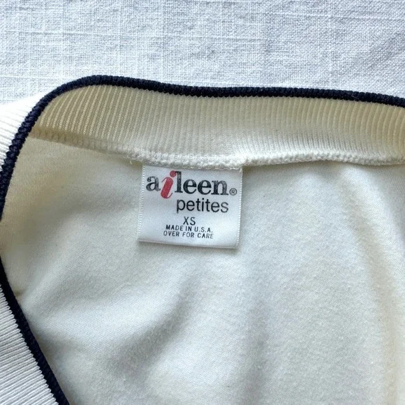 Aileen Petites Vintage Striped Sailor Top XS Short Sleeve Casual Fisherman - Picture 2 of 8